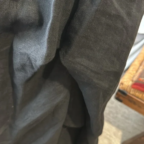 Cut loose Black Linen Skirt Women’s Sz large gathered hem - Picture 6 of 7